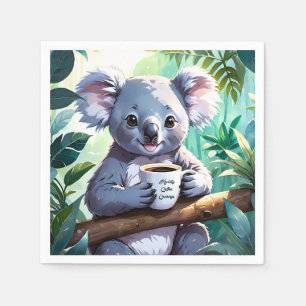 Gemütlicher Jungle Koala-Kaffee Serviette