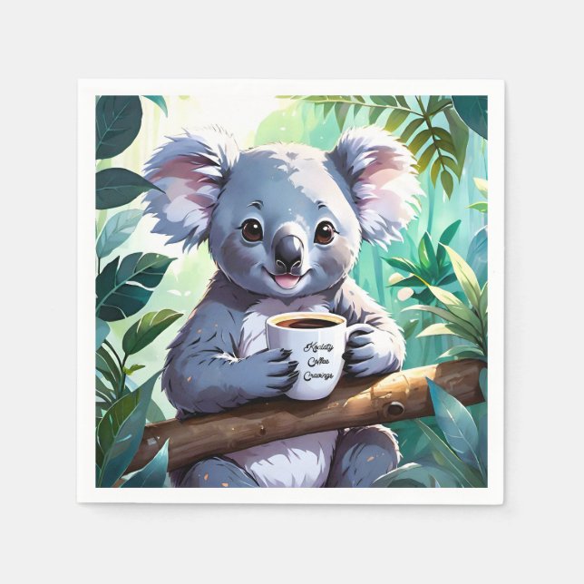 Gemütlicher Jungle Koala-Kaffee Serviette (Vorderseite)