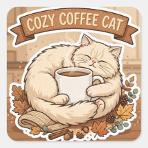 Gemütlicher Kaffee-Katzen-Aufkleber Katzenliebhabe