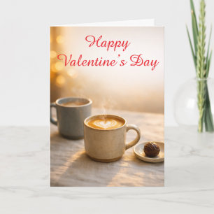 Gemütlicher Kaffee Valentinstag Latte Herz Karte