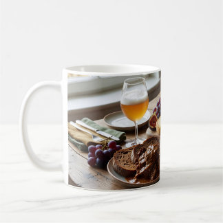 Gemütlicher Käse- und Ale-Paarungs-Stillleben-Bech Kaffeetasse
