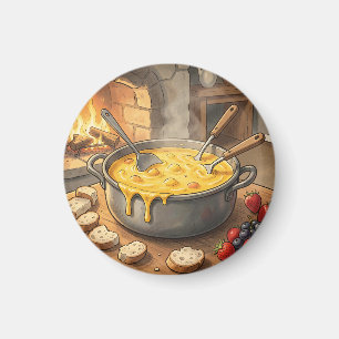 Gemütlicher Käsefondue-Kamin Magnet