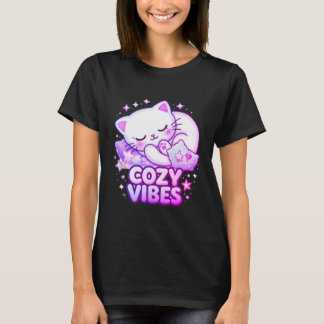 Gemütlicher Katzenaufkleber | Süße schlafende Katz T-Shirt