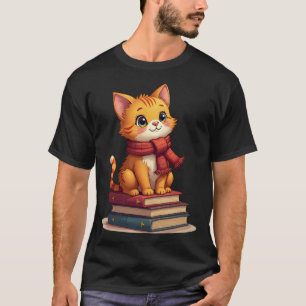 Gemütlicher Katzenliebhaber mit gestricktem Schal T-Shirt