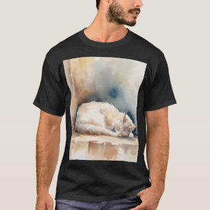 Gemütlicher Katzenliebhaber-Wasserfarbdruck - Flau T-Shirt