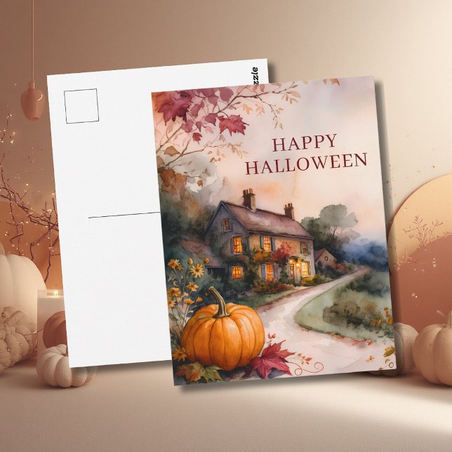 Gemütlicher Kürbispfad Halloween Postkarte (Von Creator hochgeladen)