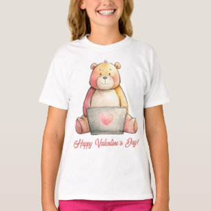 Gemütlicher Laptop-Bär Valentinstag T-Shirt