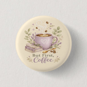 Gemütlicher Lavendel-Wasserfarbe-Kaffee Button