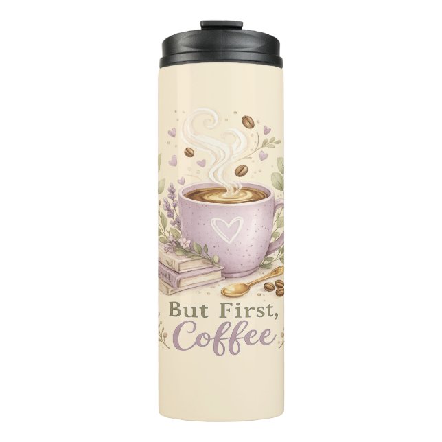 Gemütlicher Lavendel-Wasserfarbe-Kaffee Thermosbecher (Vorderseite)