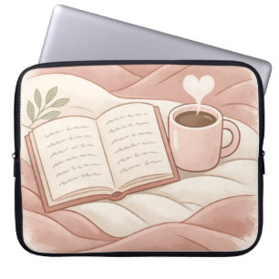 Gemütlicher Lesemoment - Kaffee- und Buchliebhaber Laptopschutzhülle