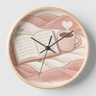 Gemütlicher Lesemoment - Kaffee- und Buchliebhaber Uhr