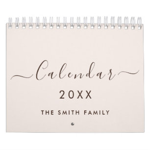Gemütlicher Minimalist 2027 Terrakotta-Schrift Fam Kalender