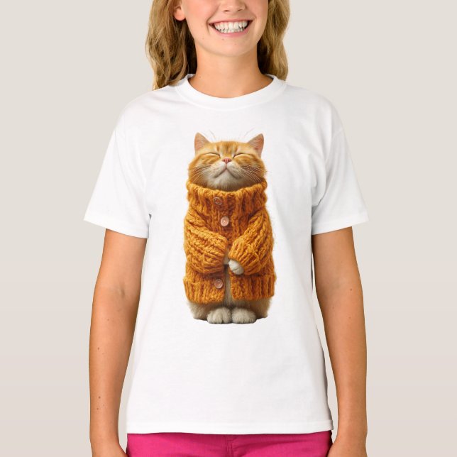 Gemütlicher Oranger Pullover Ingwerkatze Kinder (Vorderseite)