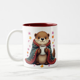 Gemütlicher Otter - Otter im Bett mit Kaffee & Her Zweifarbige Tasse
