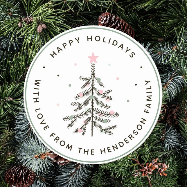 Gemütlicher Pastelweihnachtsbaum Runder Aufkleber (Von Creator hochgeladen)