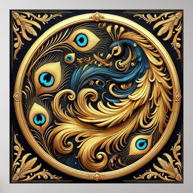 Gemütlicher Pfau Poster (Vorne)