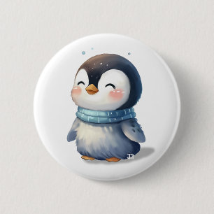 Gemütlicher Pinguin - Niedliche digitale Kunst Button