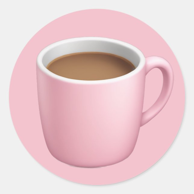 Gemütlicher Pink Tasse Emoji Runder Aufkleber (Vorderseite)