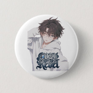 Gemütlicher Rebell Anime Junge - Süße Ästhetik Bri Button