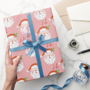 Gemütlicher Retro Rosa Weihnachtsmann Weihnachten Geschenkpapier