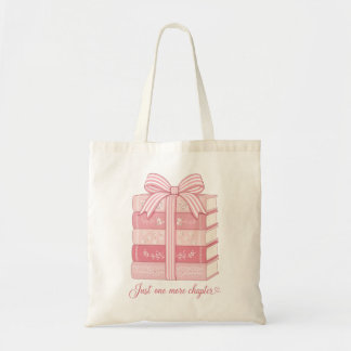 Gemütlicher rosa Bücherstapel - nur noch ein Kapit Tragetasche