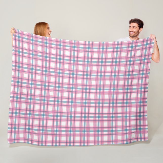 Gemütlicher rosa und blauer Tartan Fleecedecke (Beispiel)