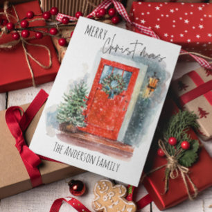 Gemütlicher rustikaler Bauernhof Land Farbe Weihna Feiertagskarte