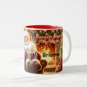 Gemütlicher Santa-Heiße-Schokolade-Weihnachtsbeche Zweifarbige Tasse