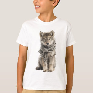 Gemütlicher Schal Wolf Welpe Kinder T-Shirt
