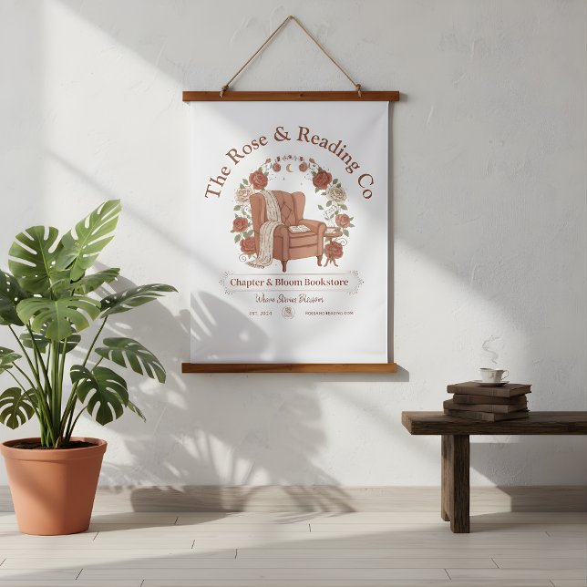 Gemütlicher Sessel Blumen Wandteppich Mit Holzrahmen (Cozy Chair Flowers Tapestry)