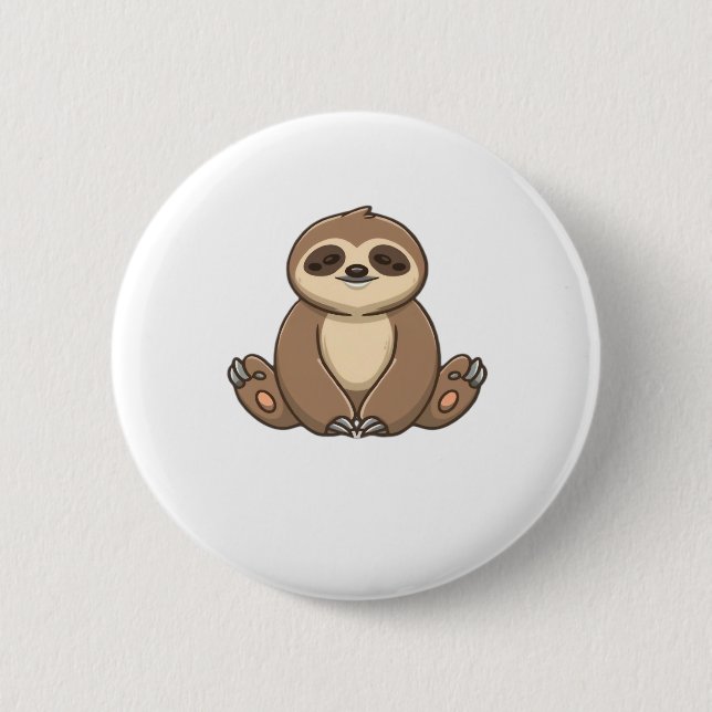 Gemütlicher Sloth Classic T - Shirt Button (Vorderseite)