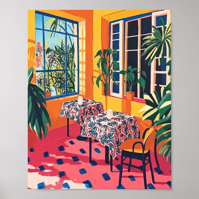 Gemütlicher Speisesaal Stilvoll Interieur Poster W (Vorne)