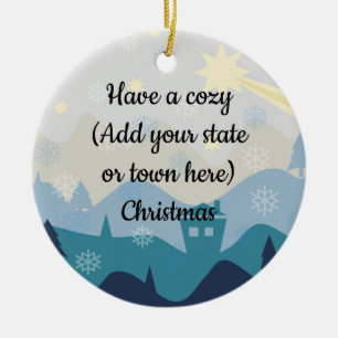 Gemütlicher Staat oder Stadt Weihnachten wünscht O Keramik Ornament
