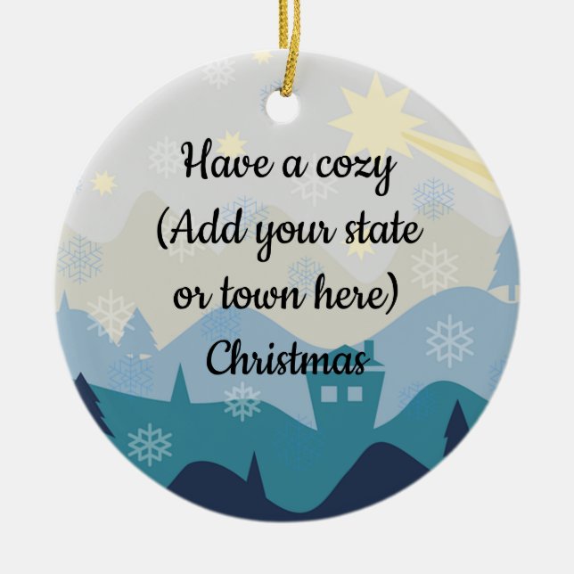 Gemütlicher Staat oder Stadt Weihnachten wünscht O Keramik Ornament (Vorne)