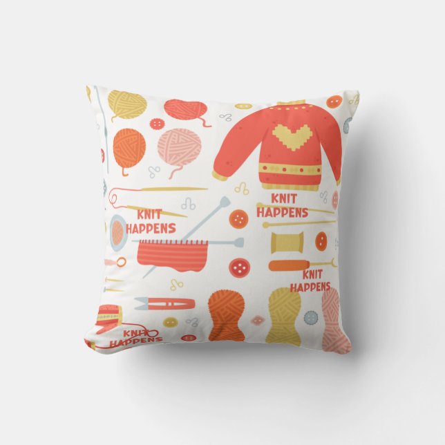 Gemütlicher Strick Happens Kissen (Vorderseite)