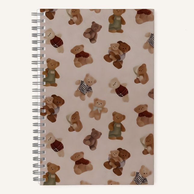 Gemütlicher Strick Teddy Bären Parade Muster Notizbuch (Vorderseite)