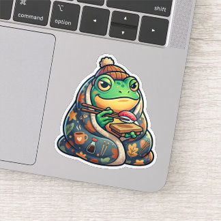 Gemütlicher Sushi-Frosch-Aufkleber Aufkleber