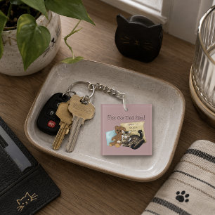 Gemütlicher Tabby Pink Vatertag Schlüsselanhänger