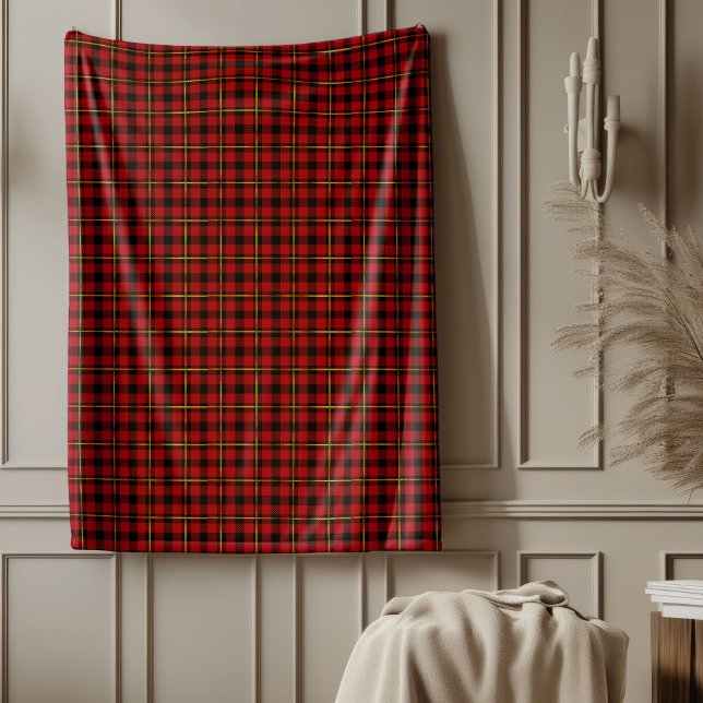 Gemütlicher Urlaub Klassischer Tartan Kariert Red  Fleecedecke (Cozy Holiday Classic Tartan Plaid Red Black Gold Fleece Blanket)