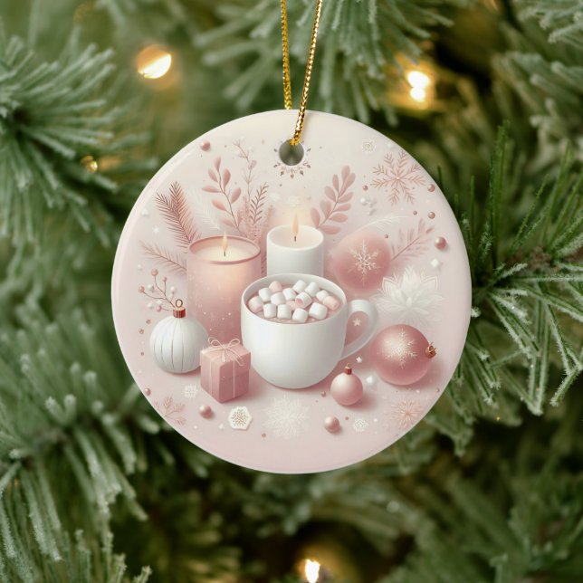 Gemütlicher Urlaub Weich Pastellfarben Rosa Keramik Ornament (Baum)