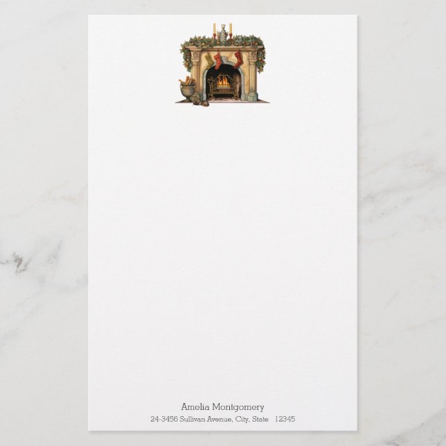 Gemütlicher Viktorianischer Kamin Weihnachten Briefpapier (Vorderseite)