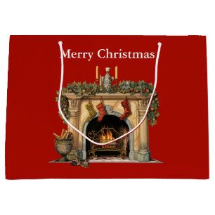 Gemütlicher Viktorianischer Kamin Weihnachten Große Geschenktüte