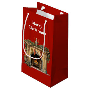 Gemütlicher Viktorianischer Kamin Weihnachten Kleine Geschenktüte