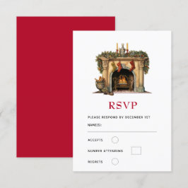 Gemütlicher Viktorianischer Kamin Weihnachten RSVP Karte