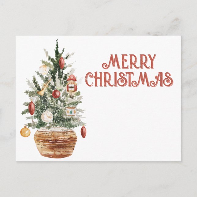 Gemütlicher vintage Weihnachtsbaum Postkarte (Vorderseite)