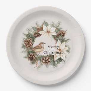 Gemütlicher warmer Weihnachts-Poinsettie Tannenzap Pappteller