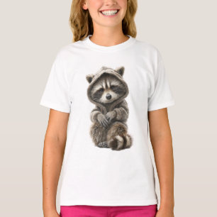 Gemütlicher Waschbär mit Kapuze für Kinder T-Shirt