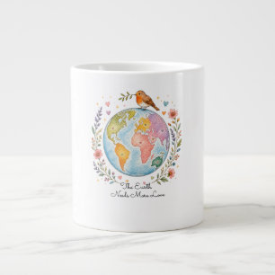 Gemütlicher Wasserfarbe-Rotkehlchen-Vogel-Kaffeebe Jumbo-Tasse