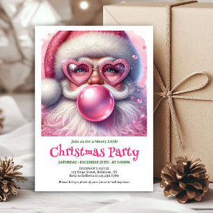 Gemütlicher Watercolor Rosa Weihnachtsmann Bubble Einladung