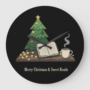 Gemütlicher Weihnachten Buchliebhaber   Süße Festt Große Wanduhr